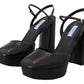 Prada Capretto Patent Sandals Ankle Strap Heels Women's Shoes