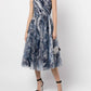 One-Shoulder Tulle Tea-Length Gown In Navy