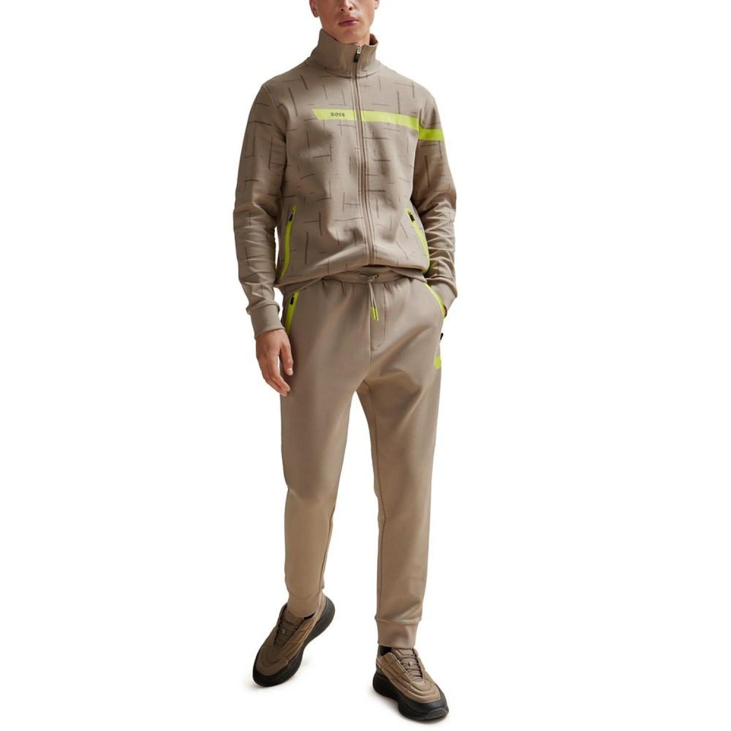Men's Graphic Logo Stripe Zip-Up Sweatshirt