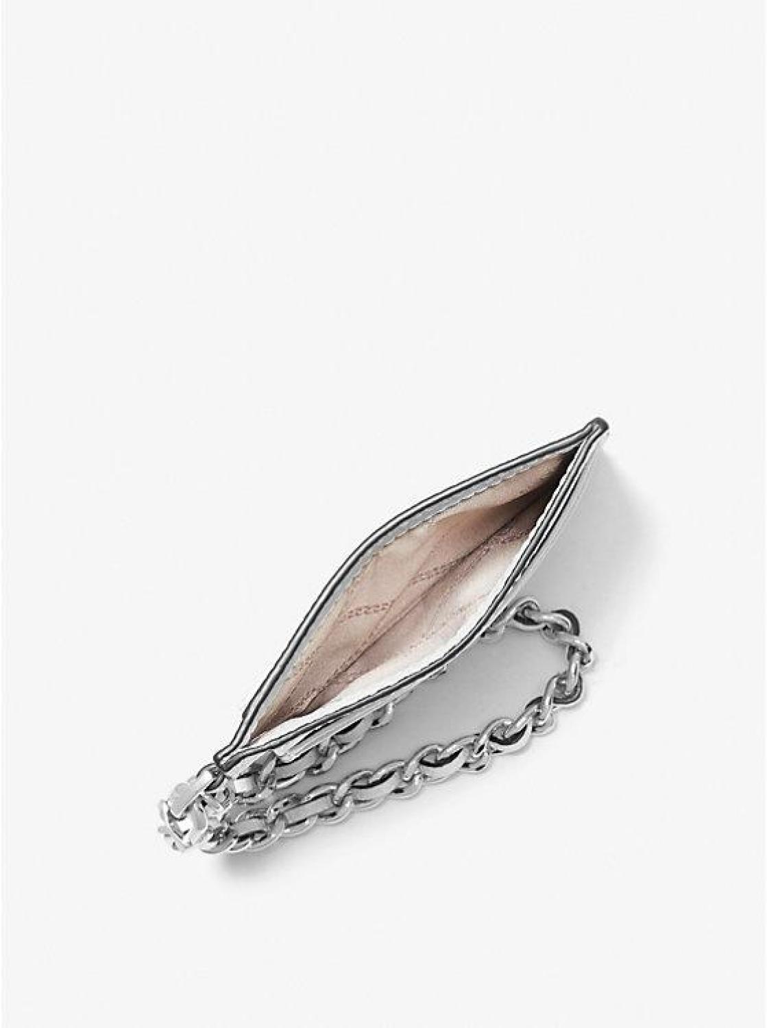 Small Pebbled Leather Chain Card Case