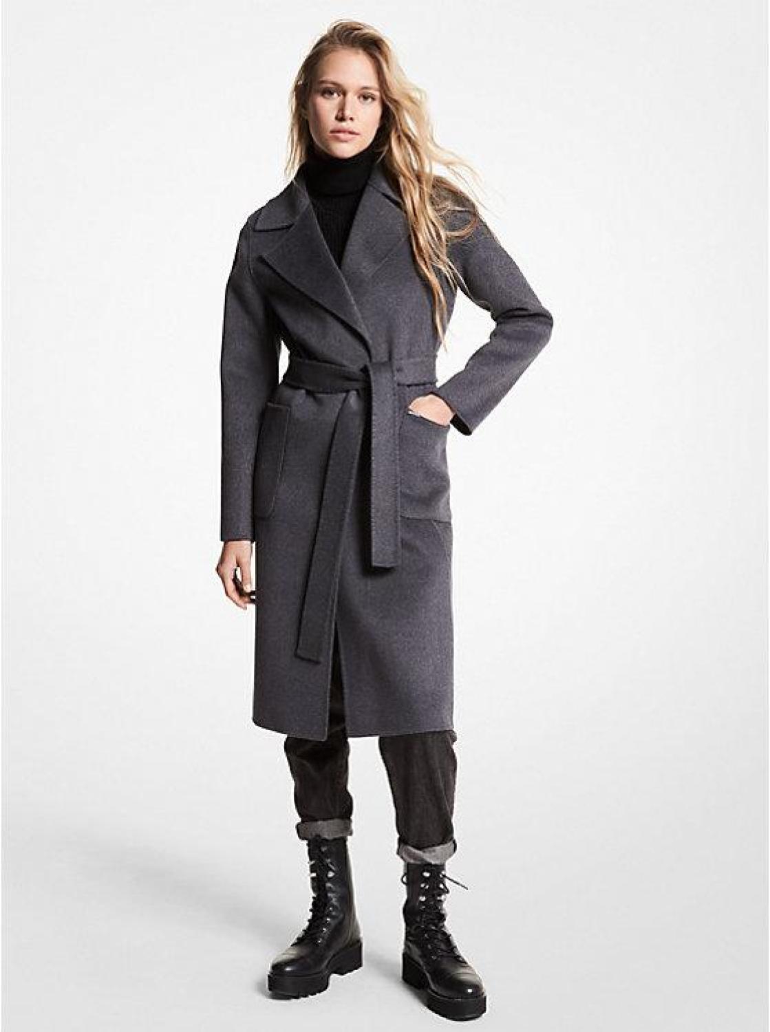 Wool Blend Wrap Coat
