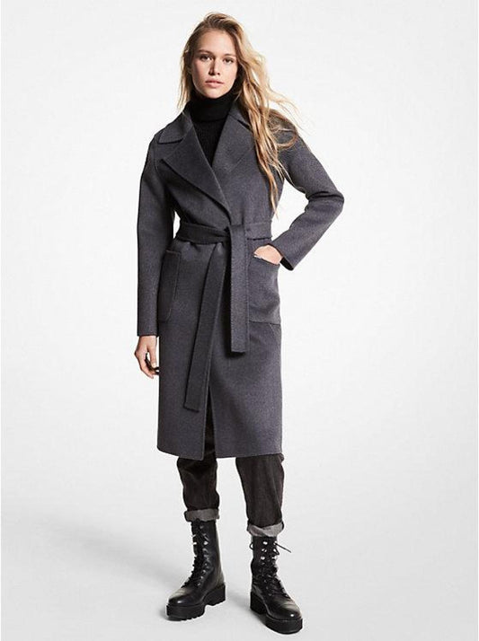 Wool Blend Wrap Coat