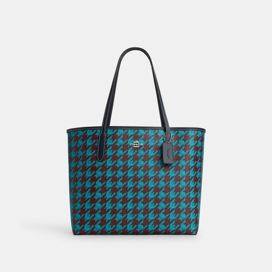 Coach Outlet City Tote With Houndstooth Print