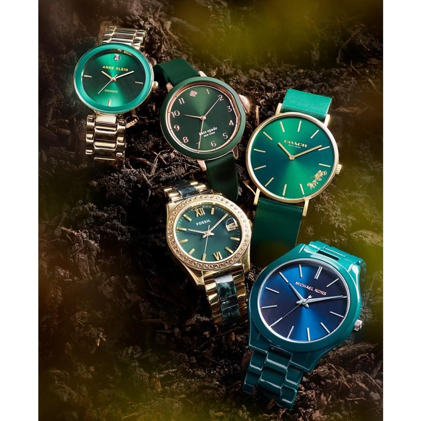 Women's Park Row Green Silicone Strap Watch 34mm
