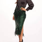 Slim Sequin Maxi Skirt In Green