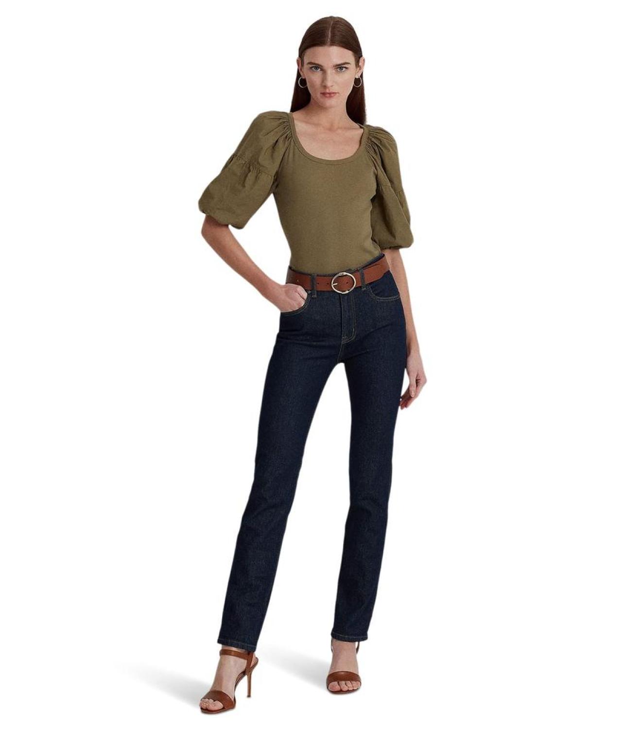 Stretch Cotton Puff-Sleeve Tee
