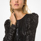 Sequined Puff-Shoulder Mini Dress