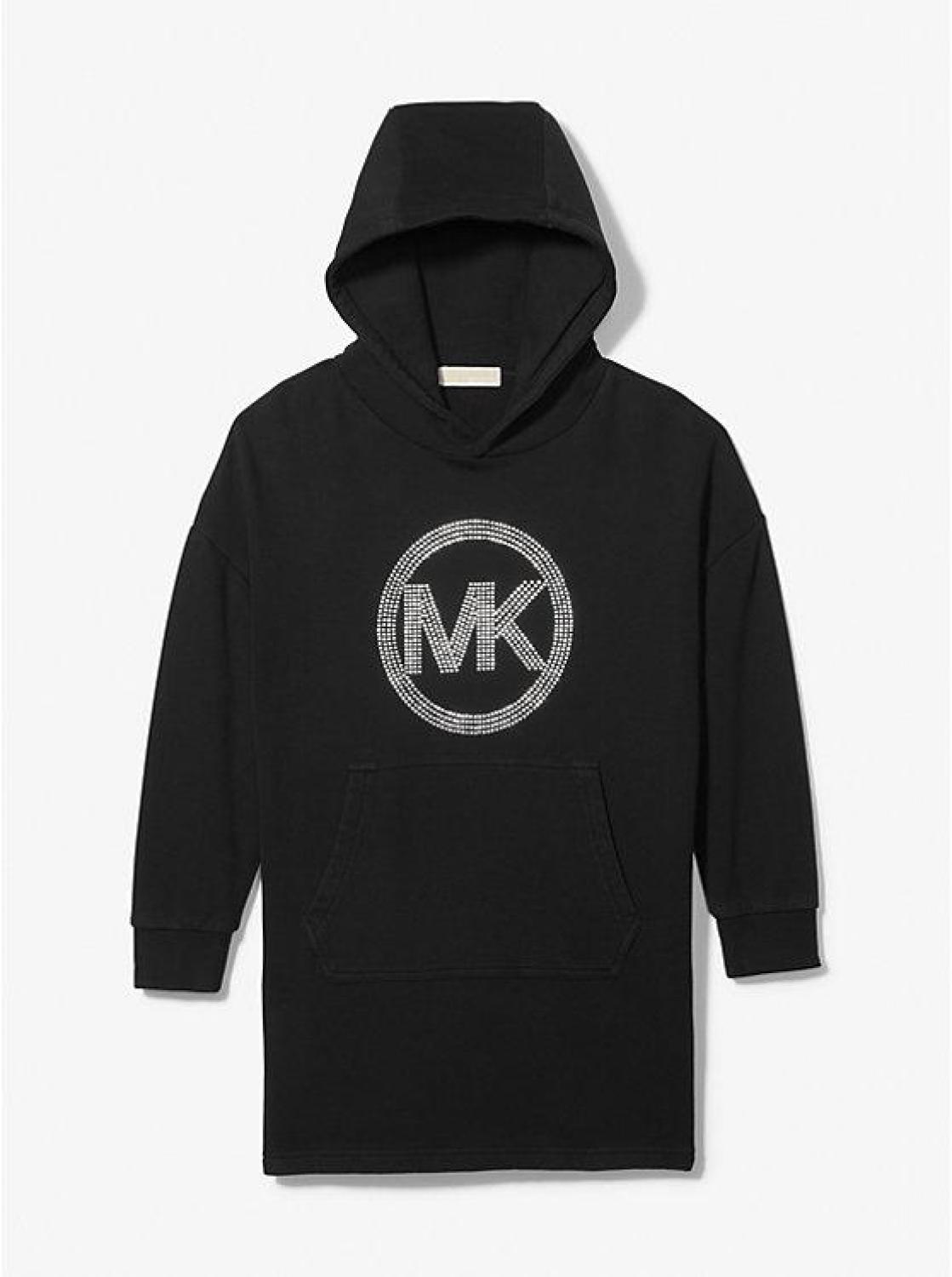 Embellished Logo Cotton Hoodie Dress