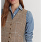 Plaid Linen-Blend Tweed Vest