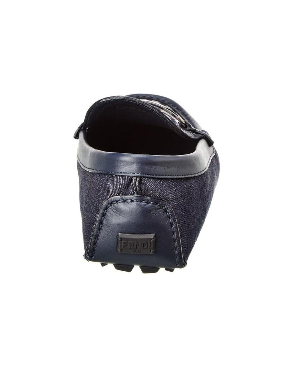 FENDI O'Lock Denim & Leather Driver