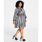 Plus Size Snakeskin-Print Chain-Neck Mini Dress