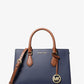 Sheila Medium Two-Tone Faux Saffiano Leather Satchel