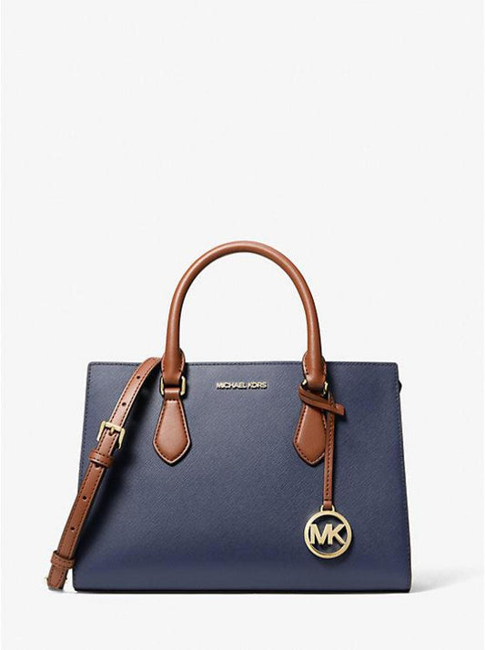 Sheila Medium Two-Tone Faux Saffiano Leather Satchel