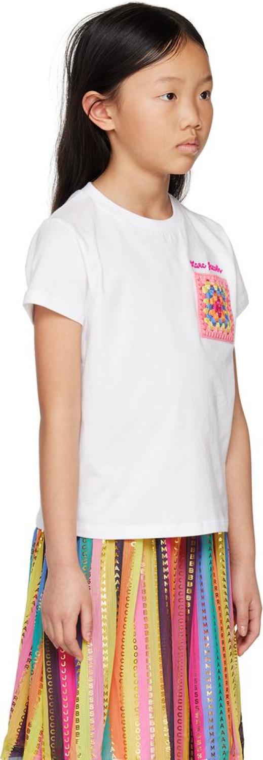 Kids White Crochet Pocket T-Shirt