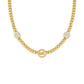 Brass Cubic Zirconia Pave Three Charm Chain Necklace in 14K Gold-Plated