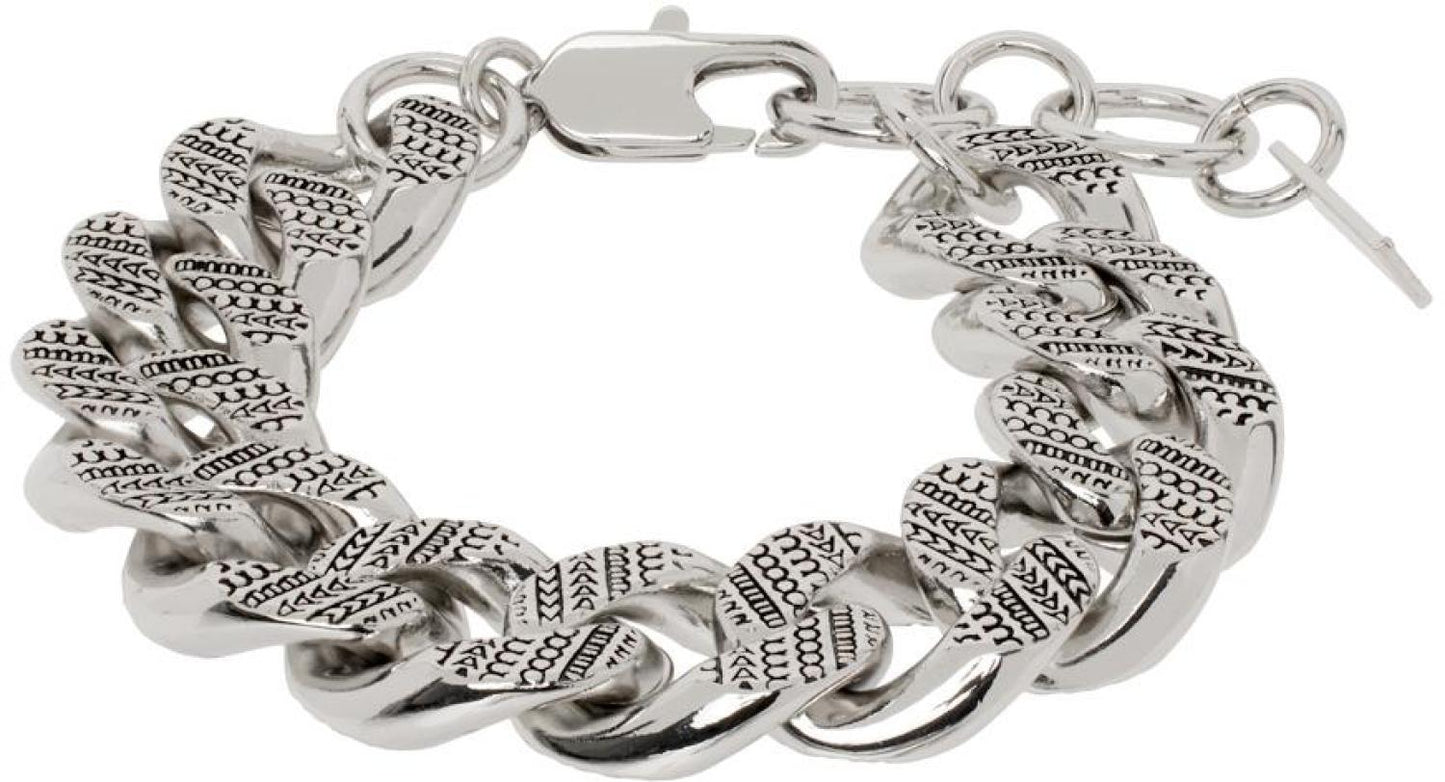 Silver Monogram Chain Link Bracelet