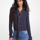 Astor Stud Georgette Tie-Neck Blouse