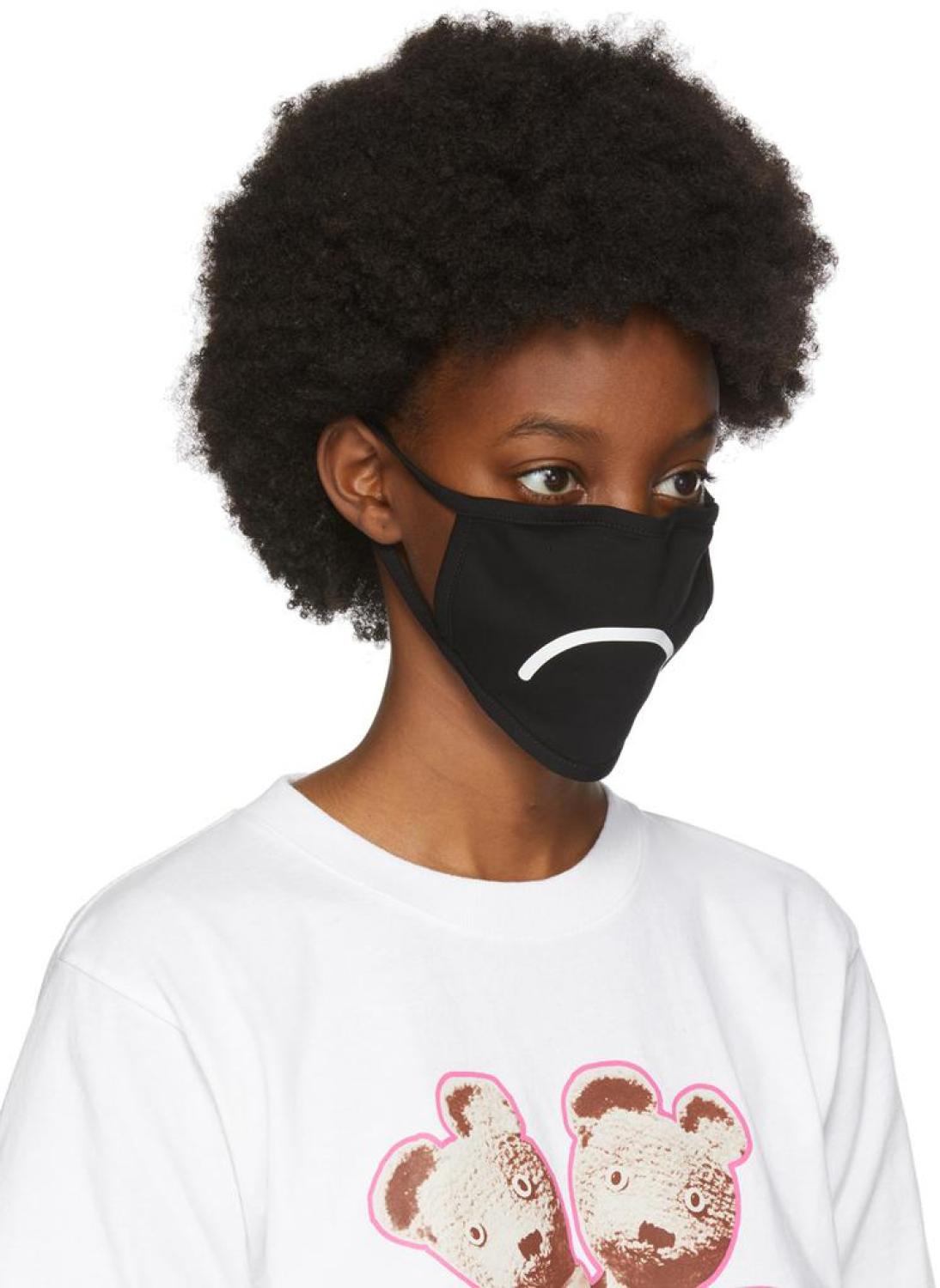 Three-Pack Black Smiley Face Masks