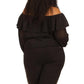 Plus Size Clip Chiffon Off Shoulder Top