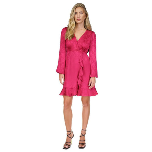 Petite Jacquard Snakeskin-Print Ruffled Mini Dress