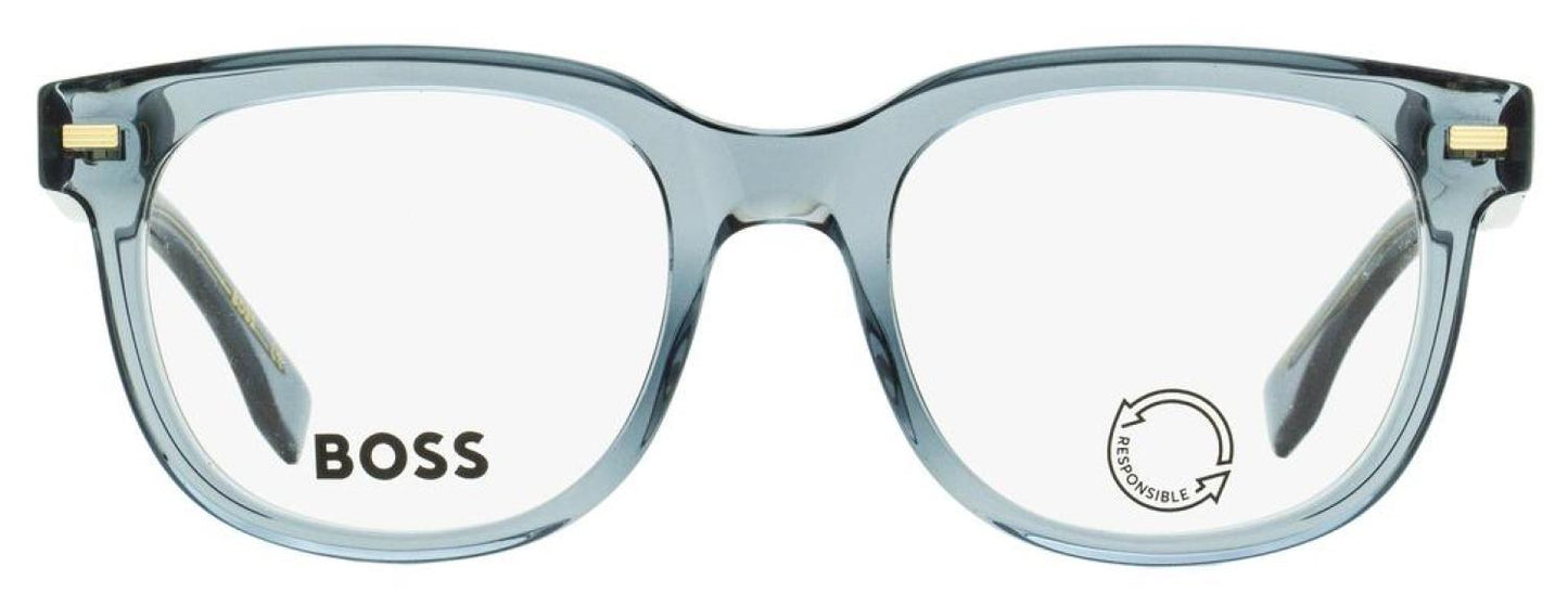 Hugo Boss Men's Eco Acetate Eyeglasses B1444N ZI9 Transparent Teal 52mm