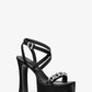 Paola Chain Embellished Leather Platform Sandal