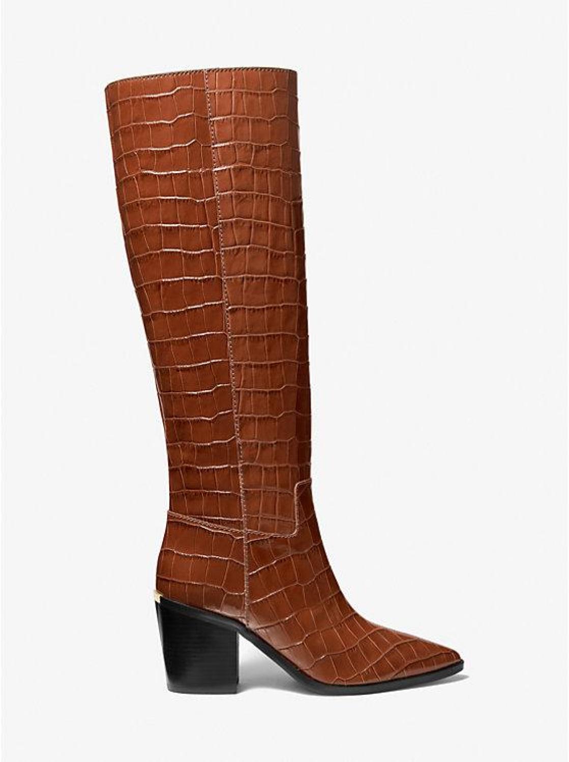 Loni Crocodile Embossed Leather Boot