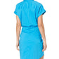 Tie Front Stretch-Cotton Blend Shirtdress