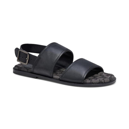 Men's Leather Two-Strap Sandal with Signature Jacquard Footbed