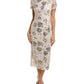 Marchesa Notte Embroidered Midi Dress