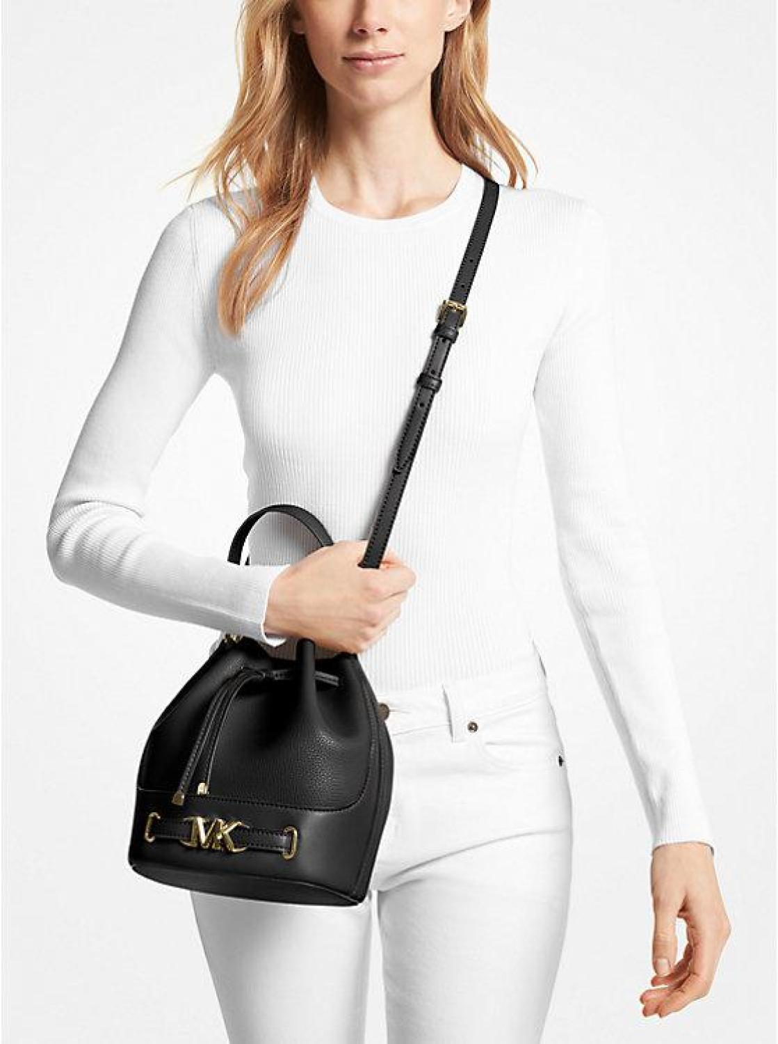 Reed Medium Pebbled Leather Bucket Bag