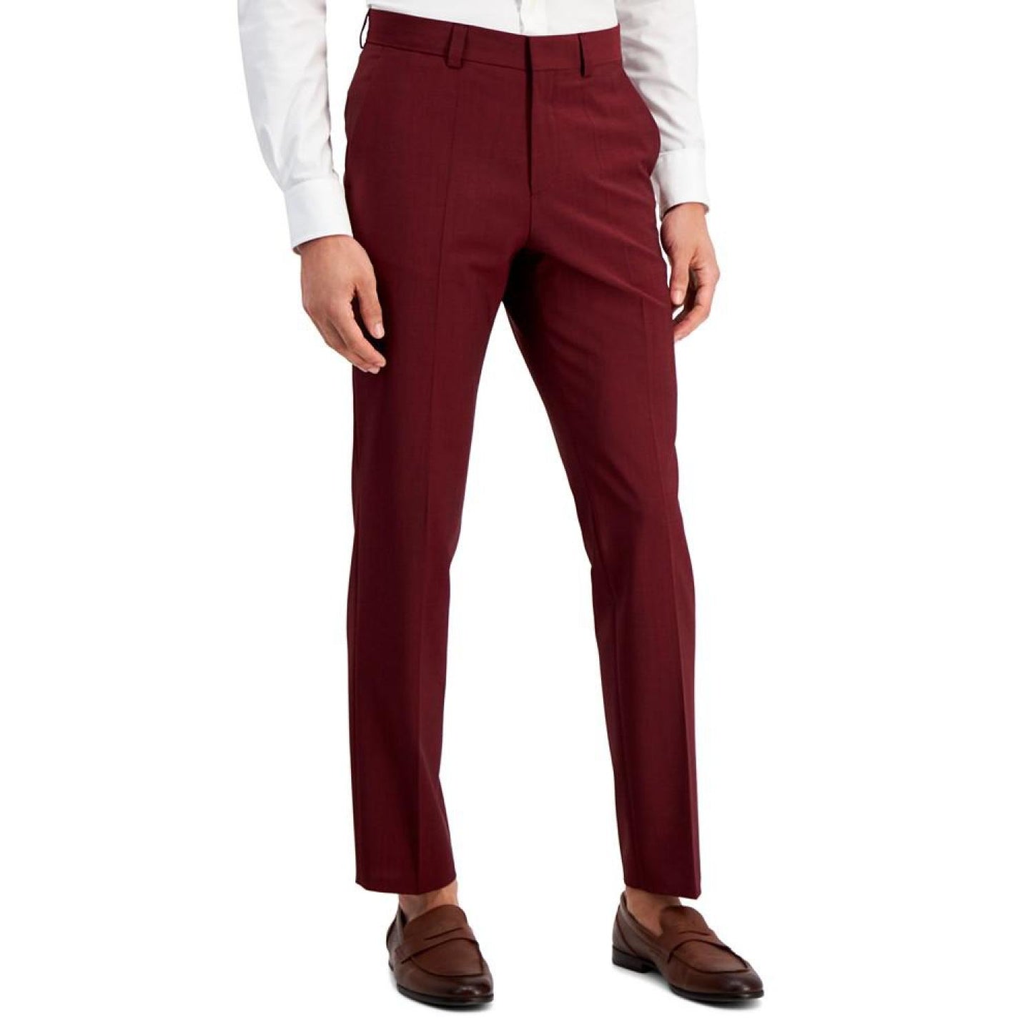 Men's Modern-Fit Dark Red Suit Trousers