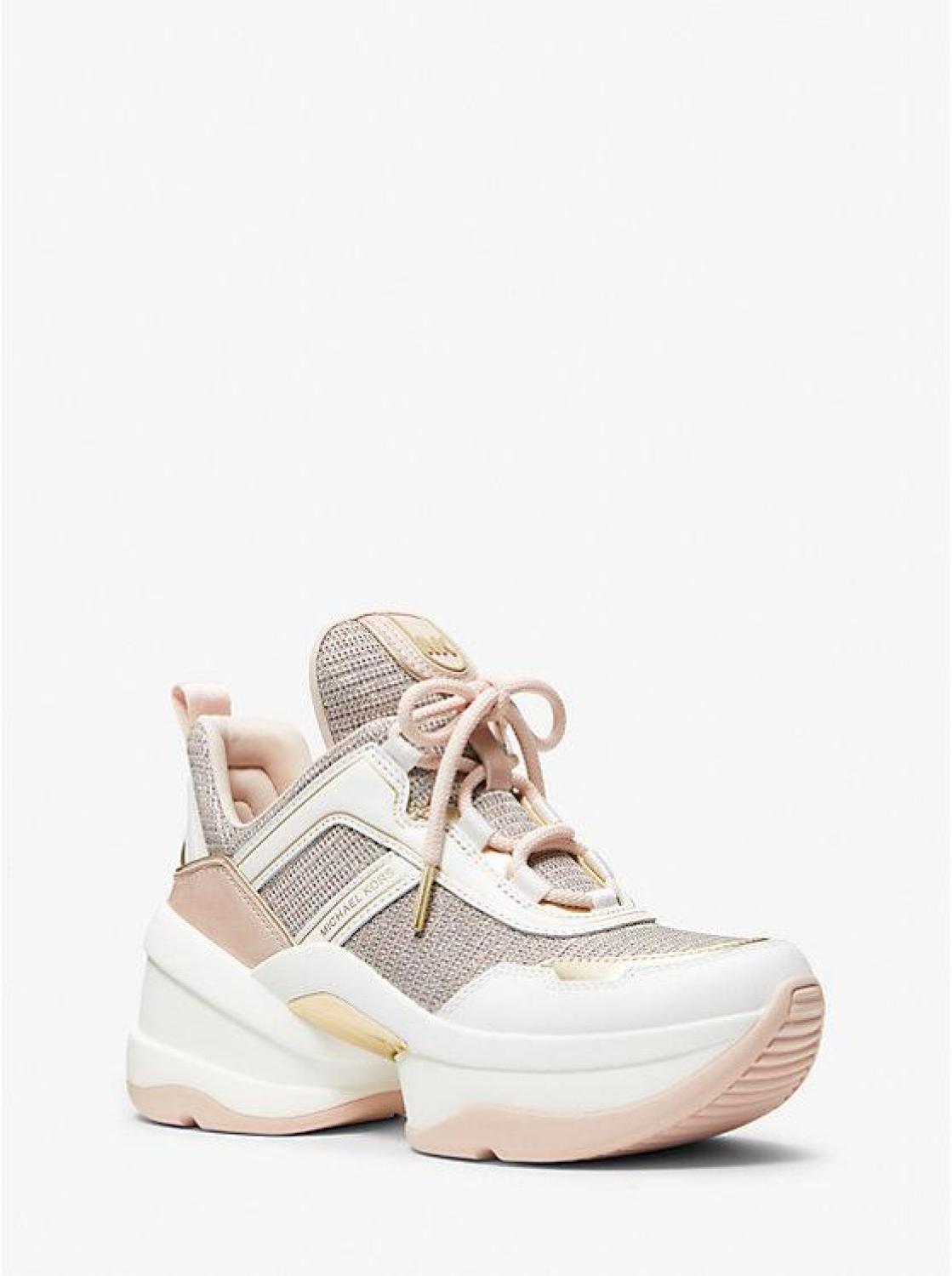 Olympia Glitter Chain-Mesh and Leather Trainer