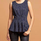 Metallic Peplum Top In Navymotif