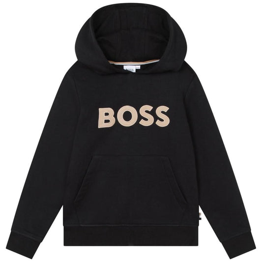Black Cotton Logo Hoodie