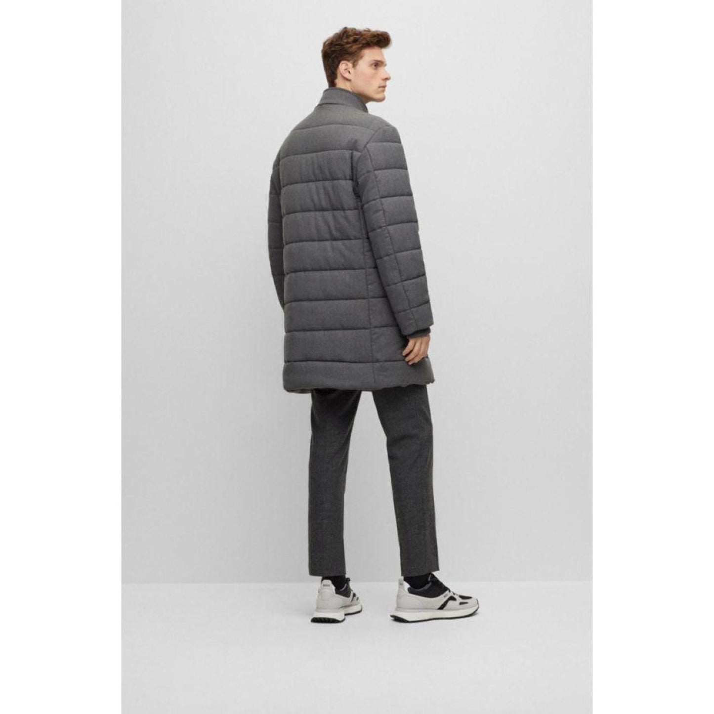 Regular-fit padded coat in a stretch wool blend