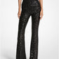 Sequined Stretch Tulle Flared Pants