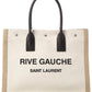Saint Laurent Rive Gauche Small Linen & Leather Tote