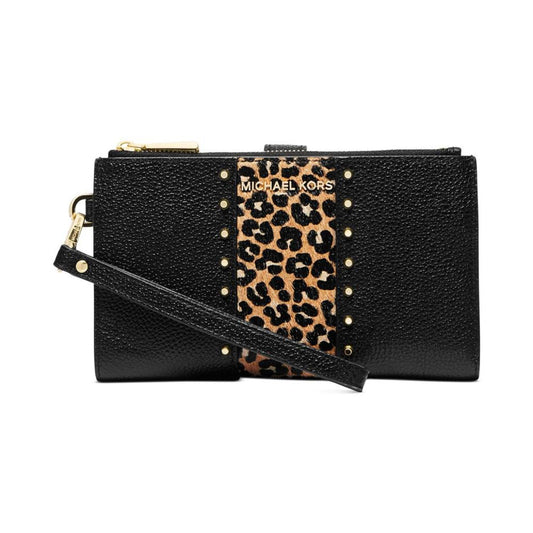 Jet Set Double Zip Leather Wristlet