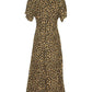 Michael Kors Leopard Printed Short-Sleeved Midi Dress