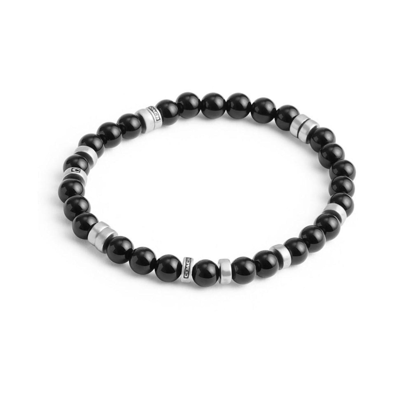 Men's Sterling Silver Signature Onyx Bead Stretch Bracelet