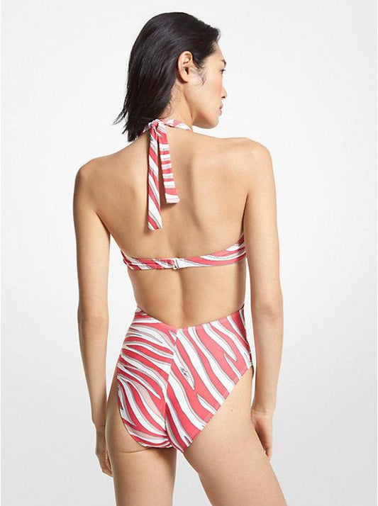 Zebra Print Cutout Swimsuit