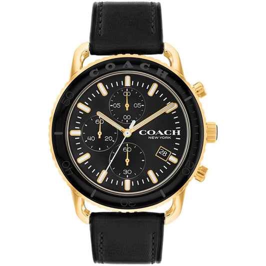 Men's Cruiser Black Leather Strap Watch, 44mm