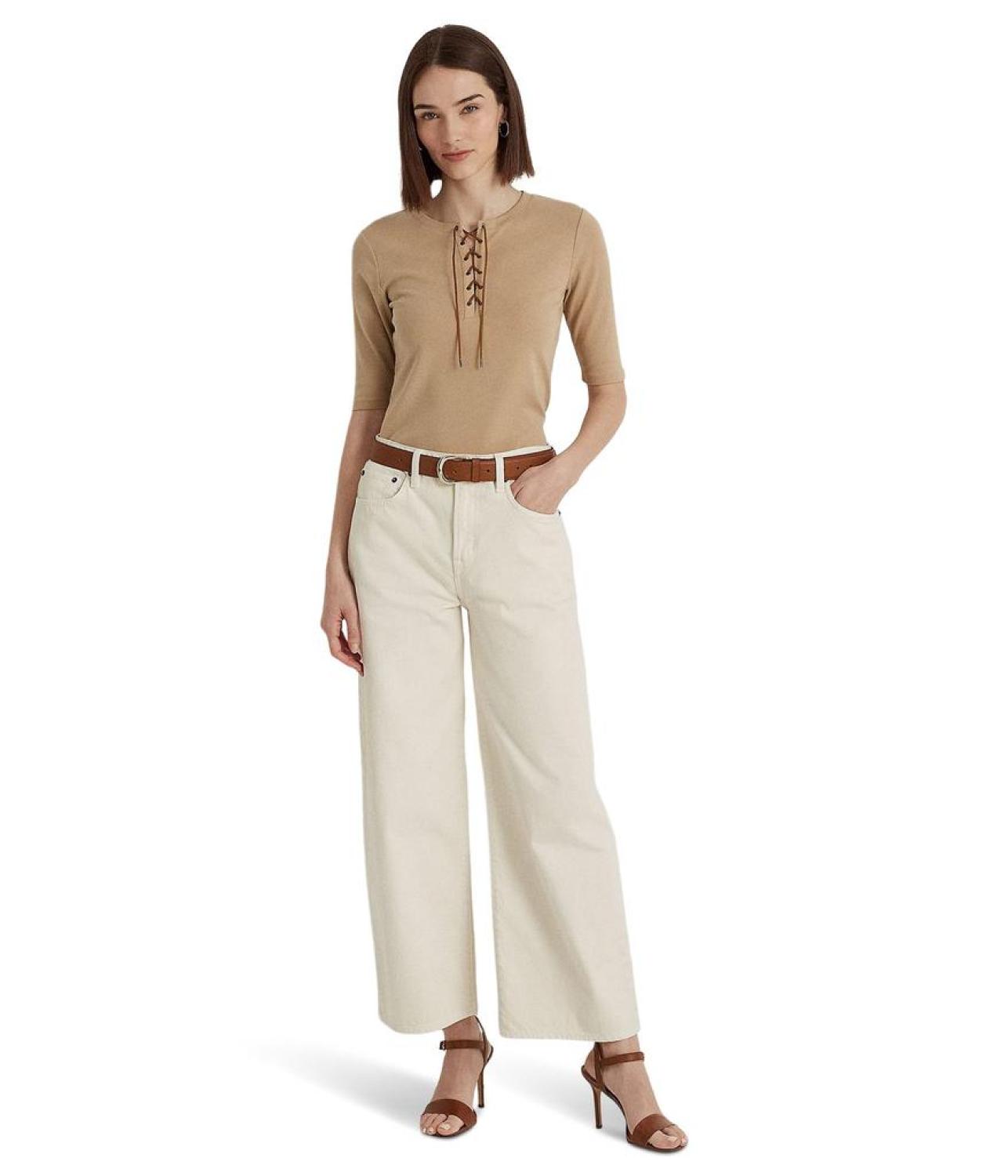 Lace-Up Stretch Cotton Tee