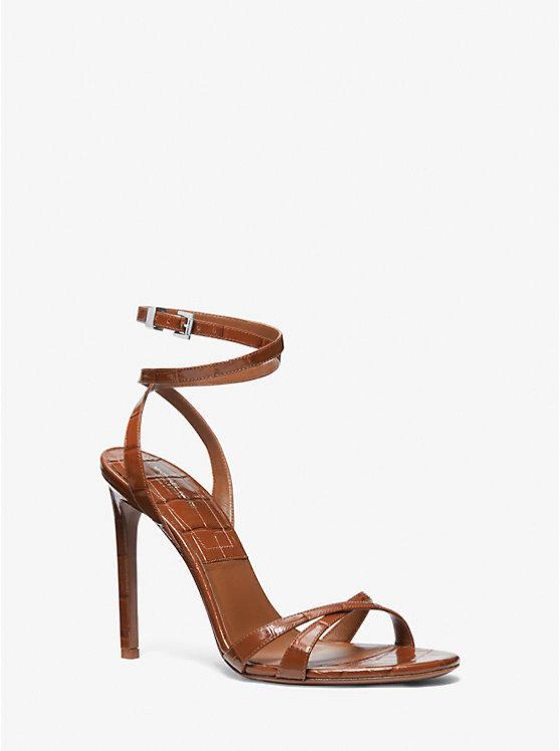 Chrissy Crocodile Embossed Leather Sandal