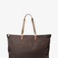 Jet Set Travel Large Signature Logo Print Woven Tote Bag
