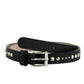 Gucci Women's  Buckle Studded  Leather Skinny Belt