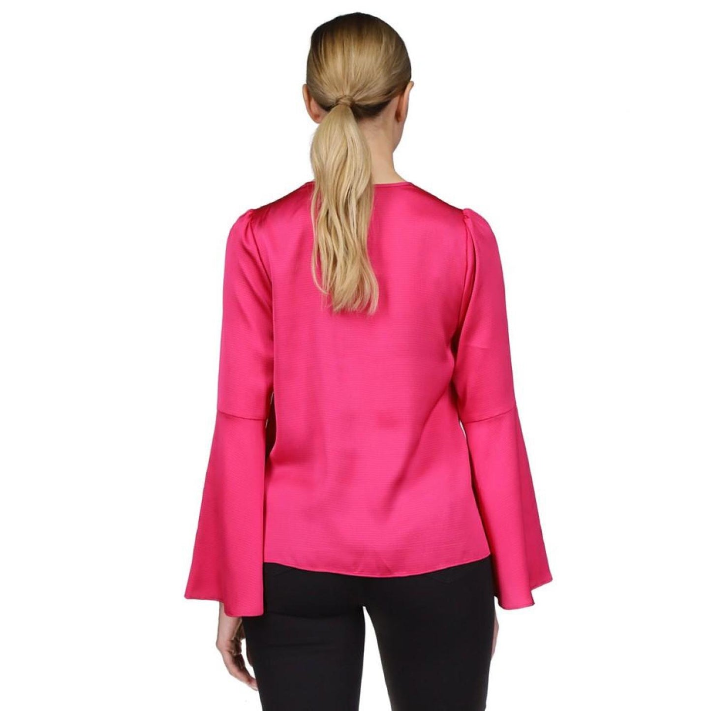 Women's Hammered-Satin Bell-Sleeve Top