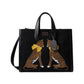 Manhattan Lady Leopard Embroidered Fabric Large Tote