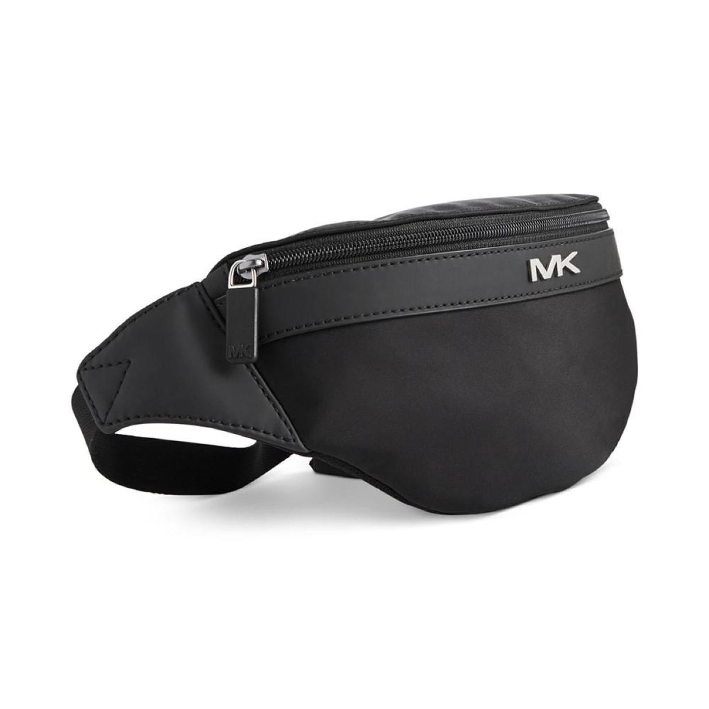 Men's Solid Nylon Belt Bag with Faux-Leather Trim